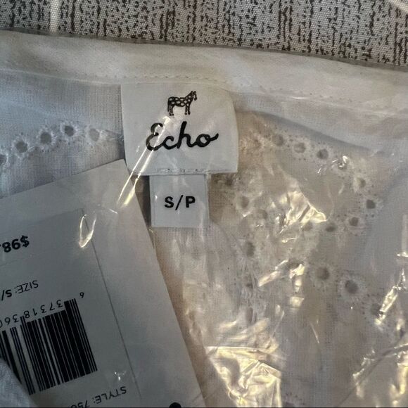 ECHO Ocean Eyelet Tunic Dress,‎ Beach Cover Up, White, Size Small, NWT - Picture 6 of 8